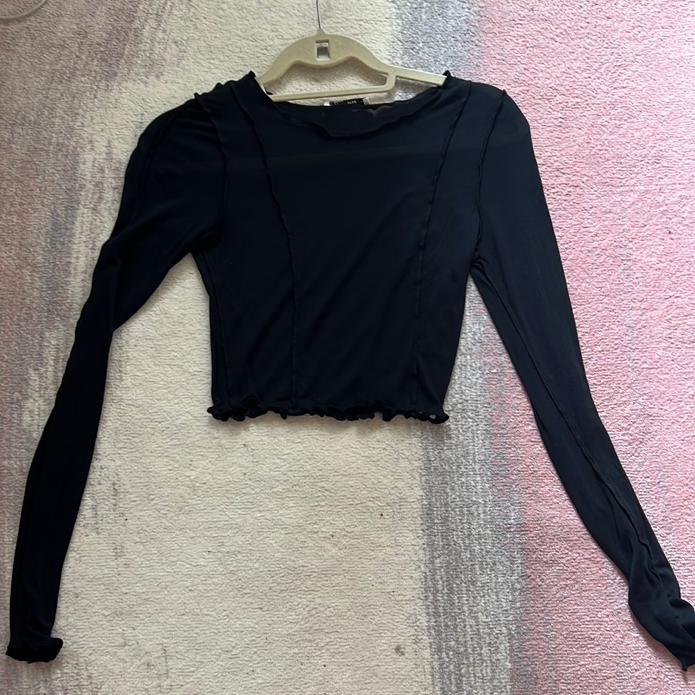 Aritzia Sheer Crop Long Sleeve Tee Sz S